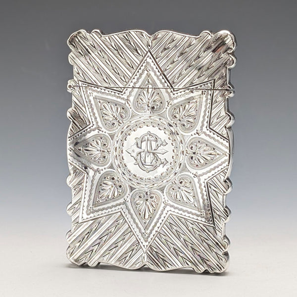 1876 British antique sterling silver card case 60g Colen Hewer Cheshire